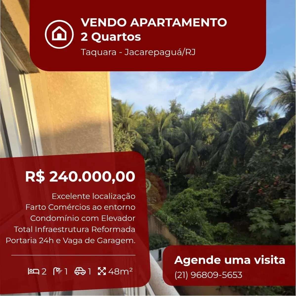 Apartamento à venda, no Condomínio Mais Recanto da Taquara, Taquara, com 2 quartos, 48m² - Soares Imóveis | Vendas, Adm & Locação