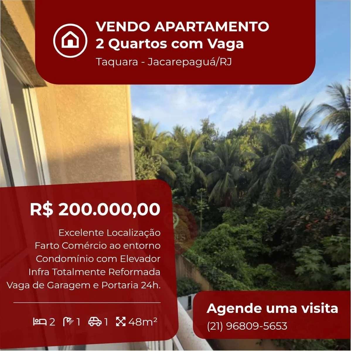 Apartamento à venda, no Condomínio Mais Recanto da Taquara, Taquara, com 2 quartos, 48m² - Soares Imóveis | Vendas, Adm & Locação