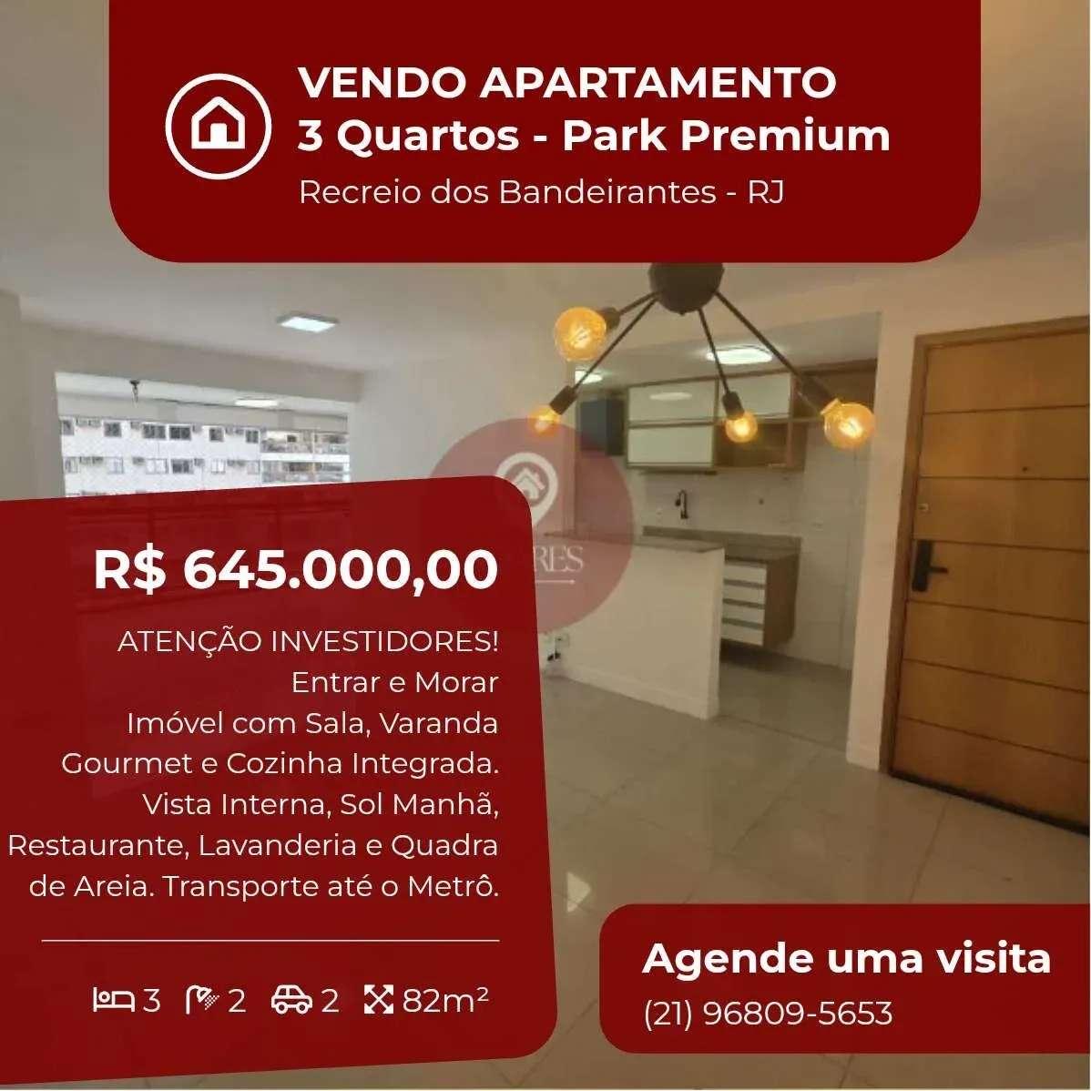 Apartamento à venda, no Park Premium Recreio Residences em Rio de Janeiro, Recreio dos Bandeirantes, com 3 quartos, 82m² - Soares Imóveis | Vendas, Adm & Locação