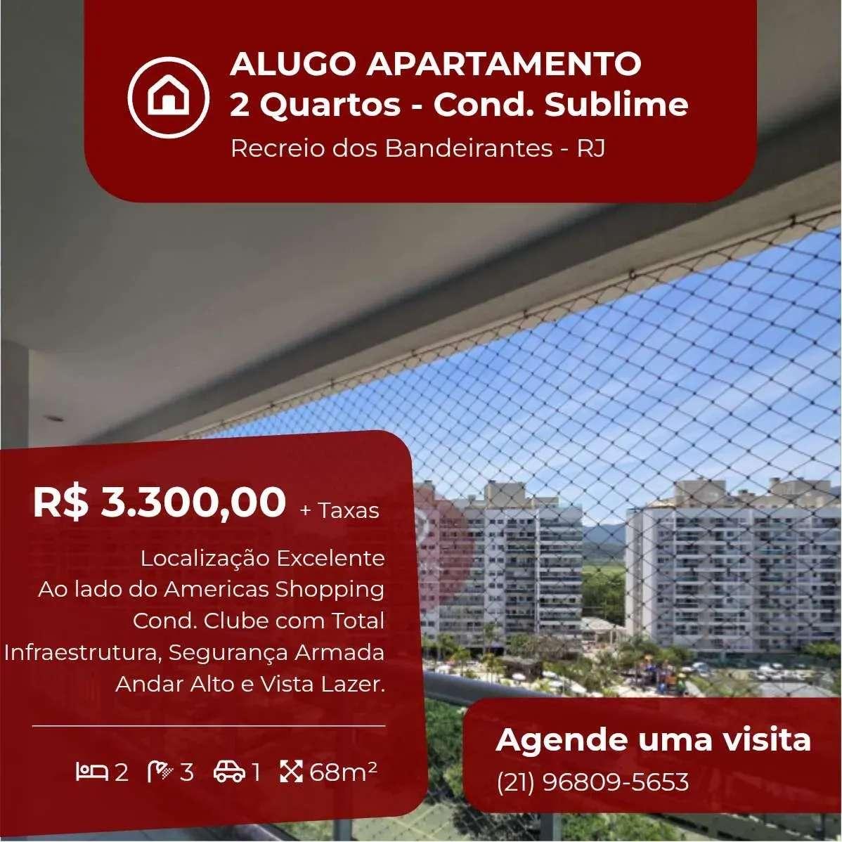 Apartamento para alugar, no Sublime Max em Rio de Janeiro, Recreio dos Bandeirantes, com 2 quartos, 68m² - Soares Imóveis | Vendas, Adm & Locação