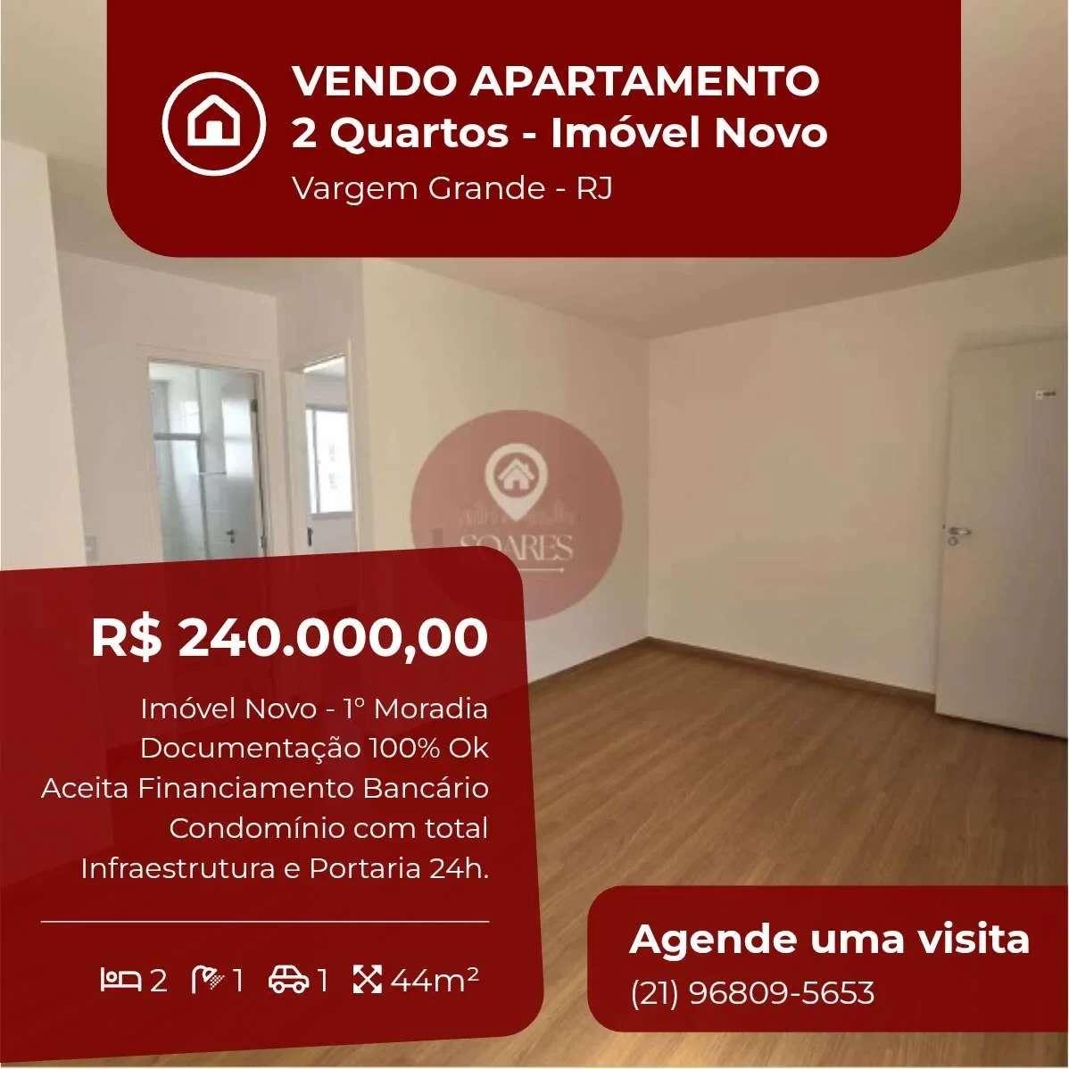 Apartamento à venda, no Novo Lar Vargem Grande, Vargem Grande, com 2 quartos, 44m² - Soares Imóveis | Vendas, Adm & Locação