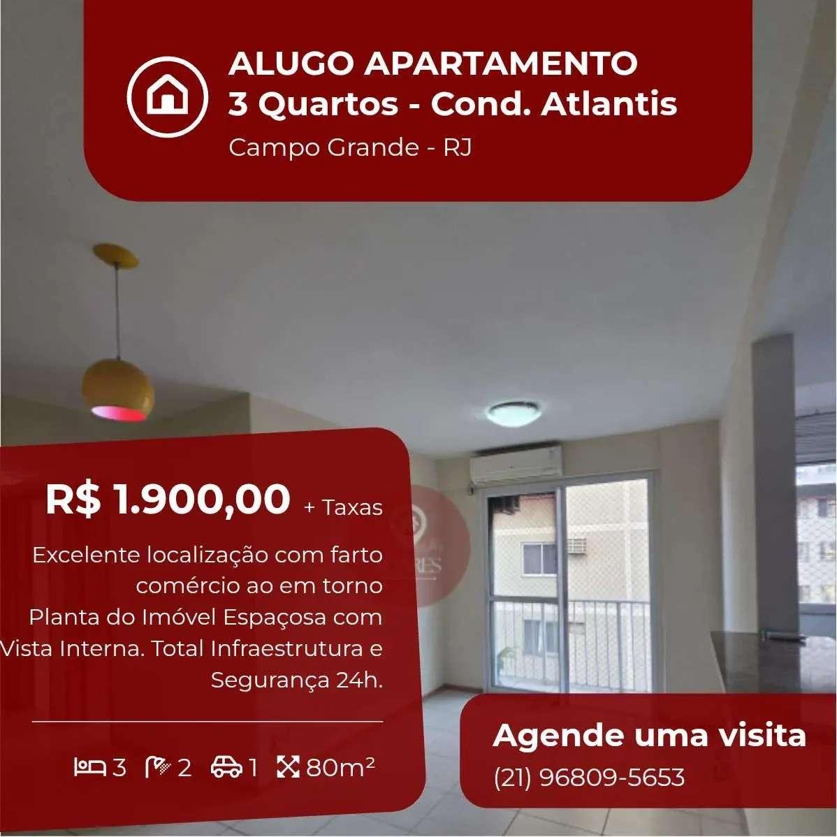 Apartamento para alugar, no Atlantis Park em Rio de Janeiro, Campo Grande, com 3 quartos, 80m² - Soares Imóveis | Vendas, Adm & Locação