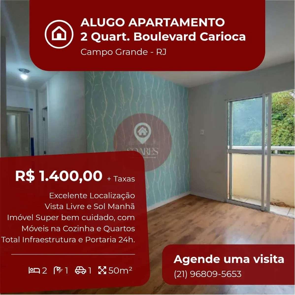 Apartamento para alugar, no BOULEVARD CARIOCA em Rio de Janeiro, Campo Grande, com 2 quartos, 50m² - Soares Imóveis | Vendas, Adm & Locação