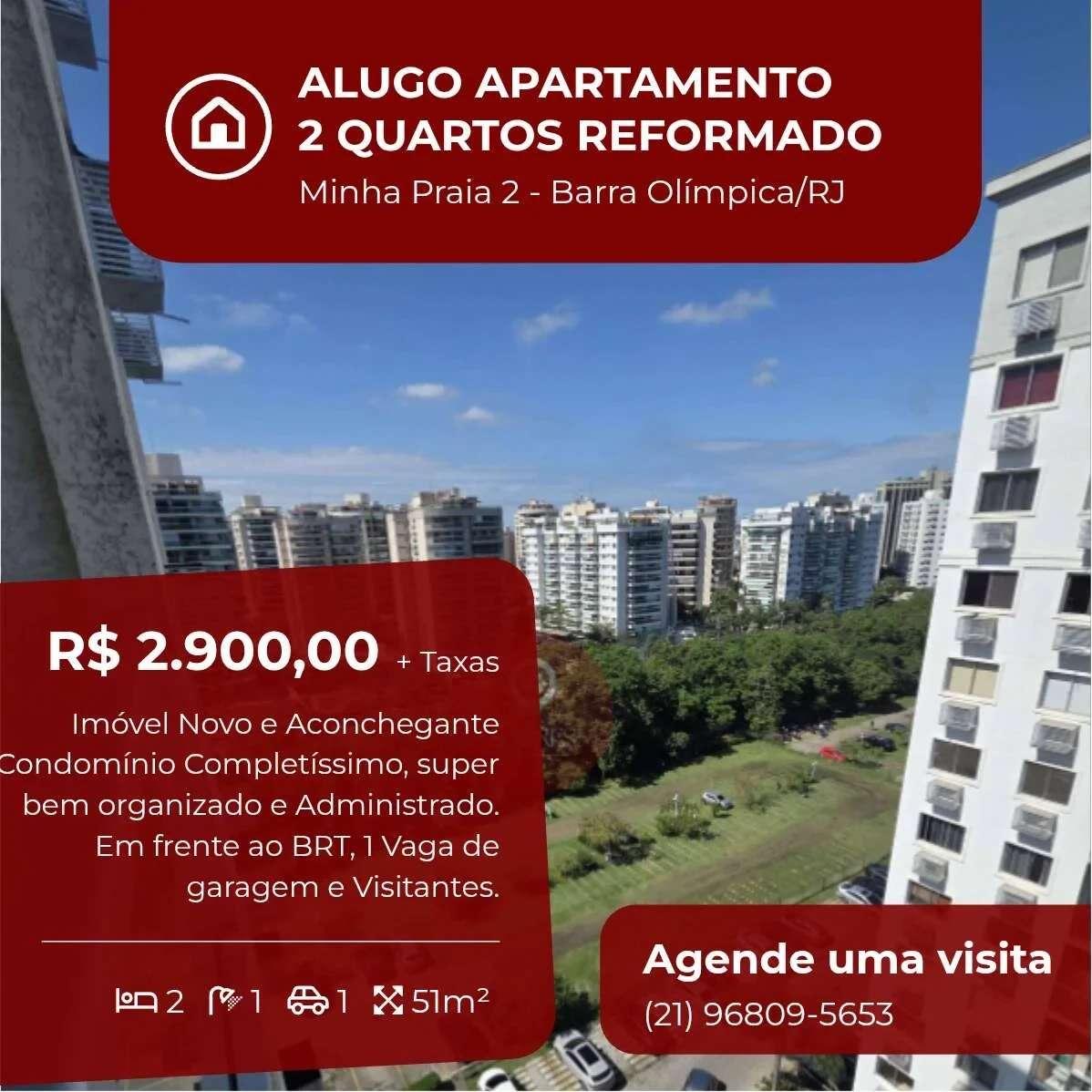 Apartamento para alugar, no Minha Praia 2 em Rio de Janeiro, Jacarepaguá, com 2 quartos, 51m² - Soares Imóveis | Vendas, Adm & Locação
