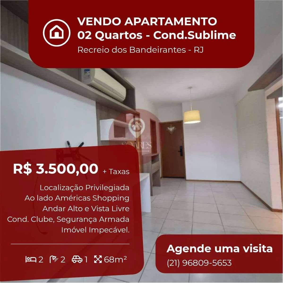 Apartamento para alugar, no Sublime Max em Rio de Janeiro, Recreio dos Bandeirantes, com 2 quartos, 68m² - Soares Imóveis | Vendas, Adm & Locação