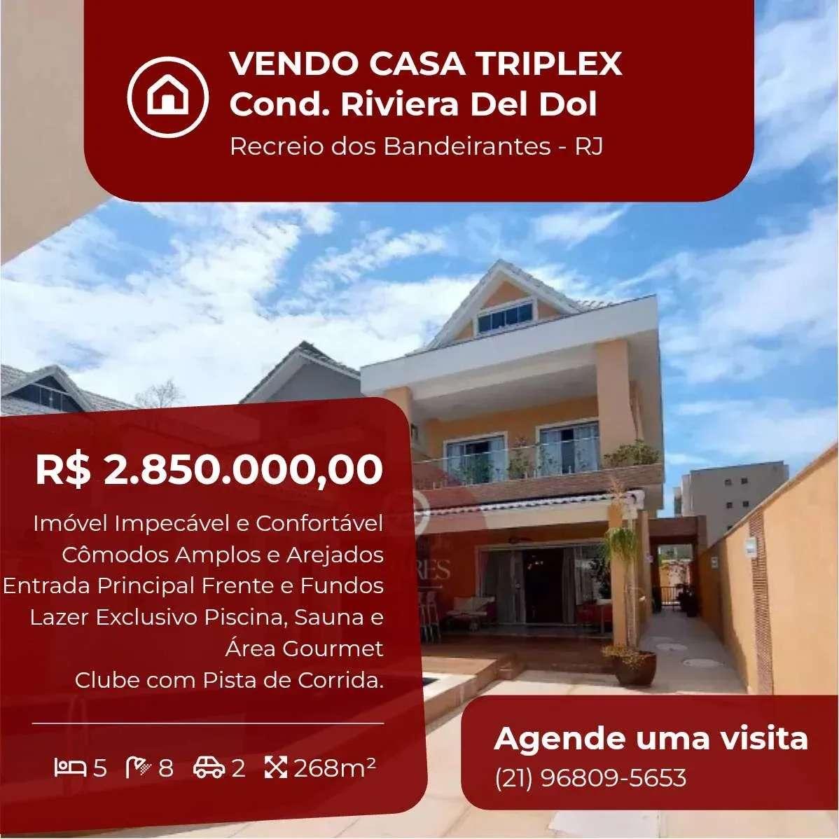 Casa de condomínio à venda, no Riviera Del Sol em Rio de Janeiro, Recreio dos Bandeirantes, com 5 quartos, 268m² - Soares Imóveis | Vendas, Adm & Locação