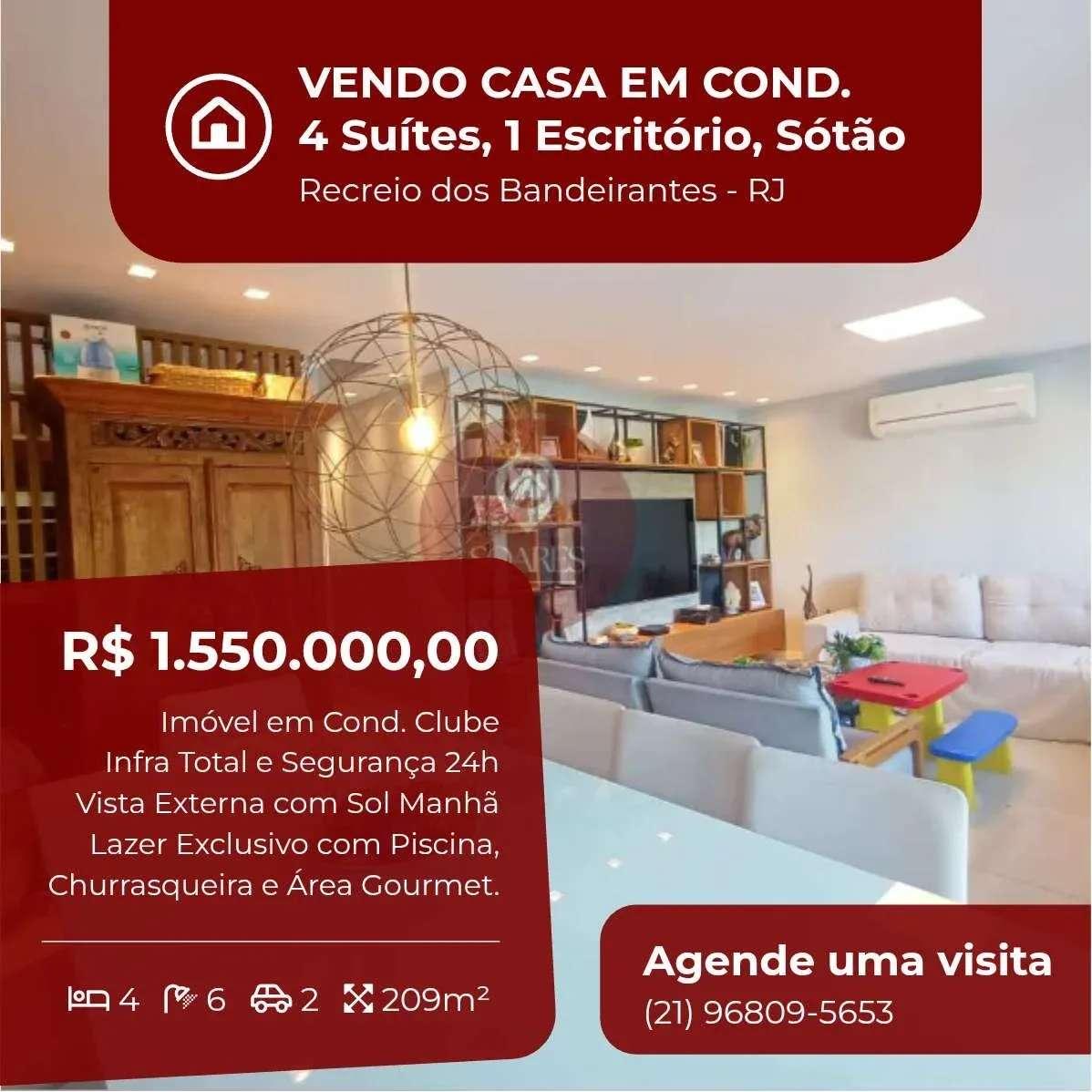 Casa de condomínio à venda, no Private Aqua & Gourmet em Rio de Janeiro, Recreio dos Bandeirantes, com 4 quartos, 209m² - Soares Imóveis | Vendas, Adm & Locação