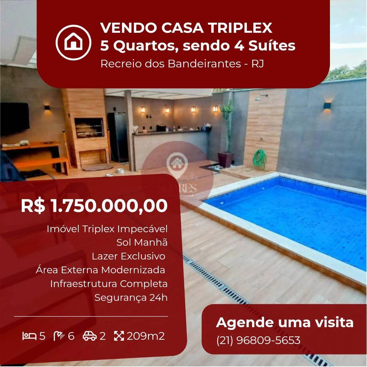 Casa de condomínio à venda, no Private Aqua & Gourmet em Rio de Janeiro, Recreio dos Bandeirantes, com 5 quartos, 209m² - Soares Imóveis | Vendas, Adm & Locação