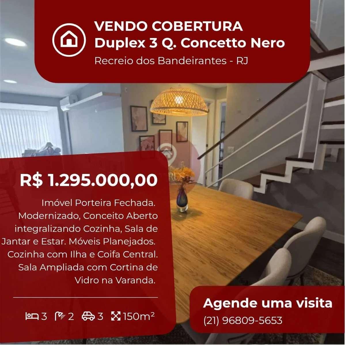 Cobertura à venda, no Concetto Nero, com 3 quartos, 150m² - Soares Imóveis | Vendas, Adm & Locação