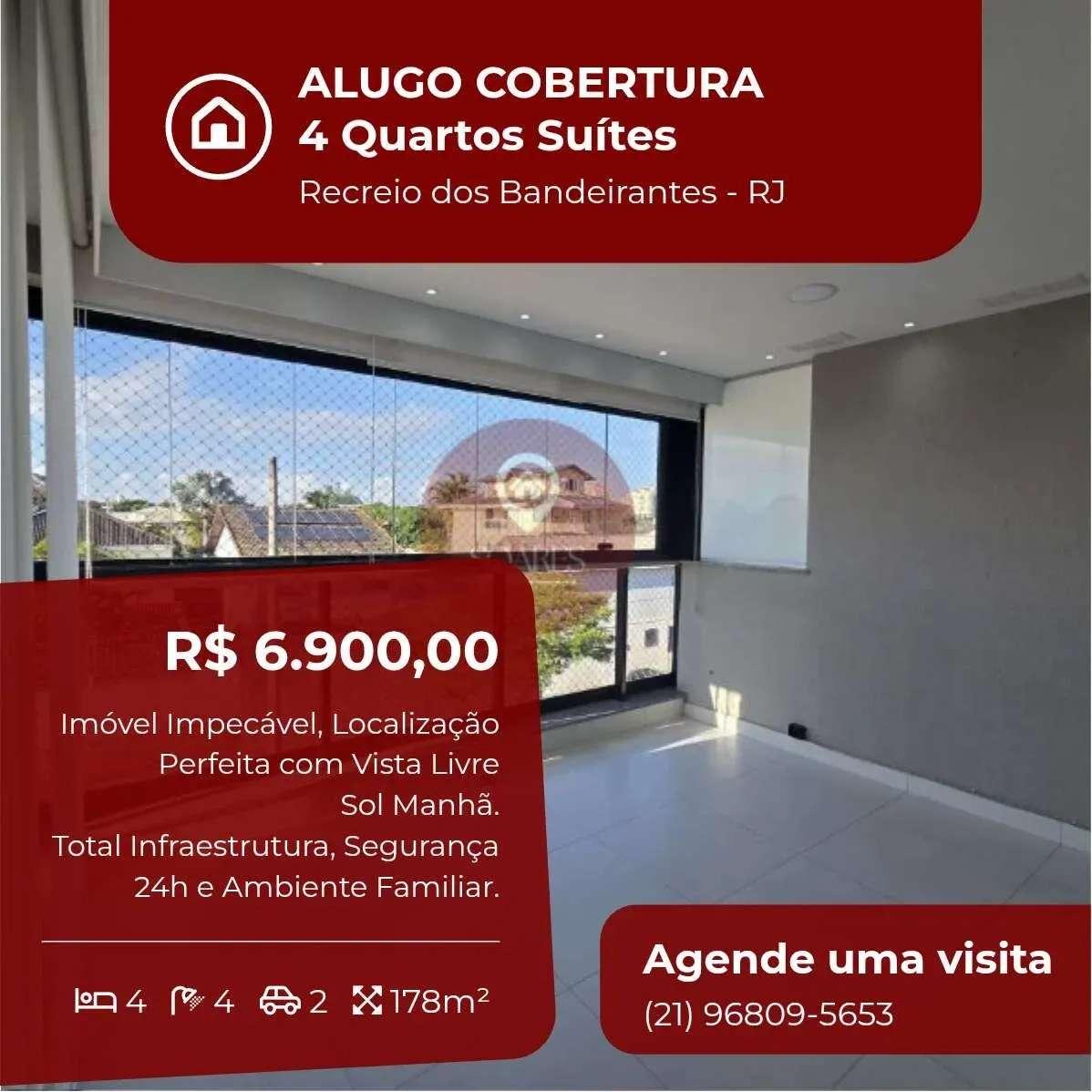 Cobertura para alugar, no Sofisticato Residence, Recreio dos Bandeirantes, com 4 quartos, 178m² - Soares Imóveis | Vendas, Adm & Locação
